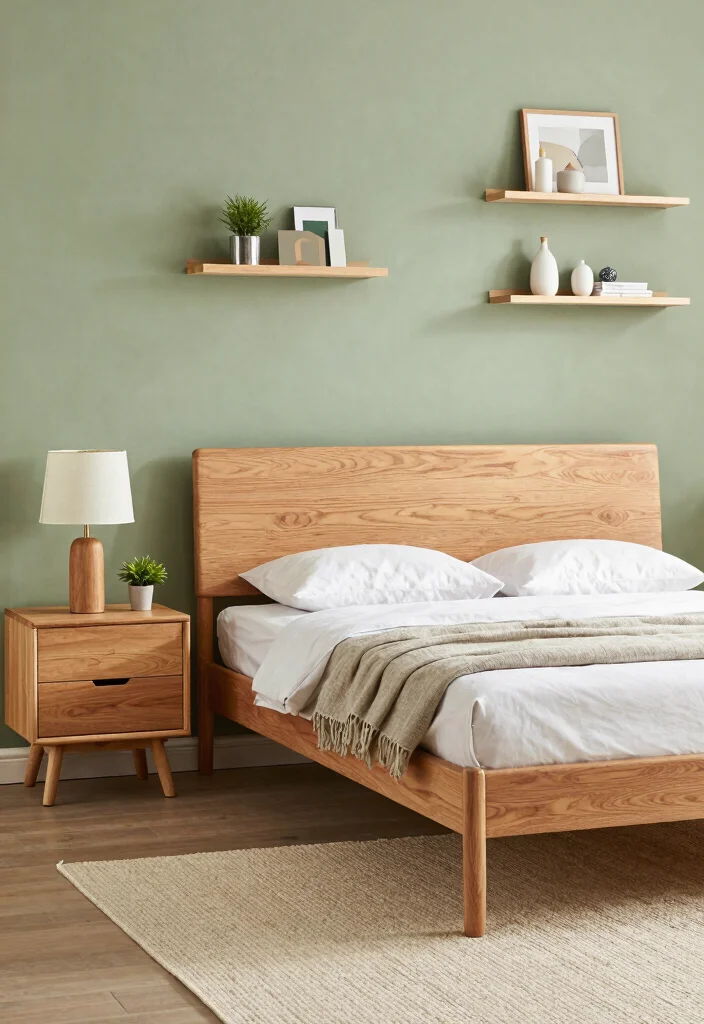 18 Sage Green Bedroom Aesthetic Ideas: Soft, Calm, and Trendy - 3. Natural Wood Elements 1