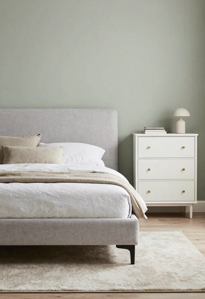 18 Sage Green Bedroom Aesthetic Ideas: Soft, Calm, and Trendy - 7. Neutral Furniture Choices 1