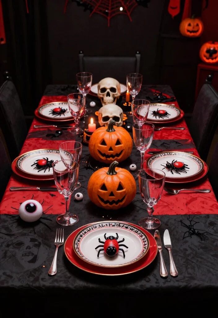 12 Backyard Halloween Party Decorations That Actually Scare Guests - 10. Gory Table Settings 1