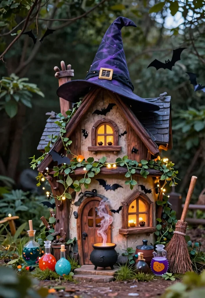 12 Backyard Halloween Party Decorations That Actually Scare Guests - 12. Whimsical Witch's Cottage 1