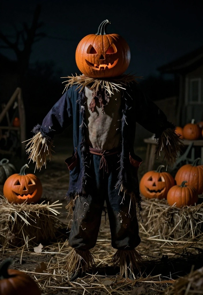 12 Backyard Halloween Party Decorations That Actually Scare Guests - 6. Sinister Scarecrow 1