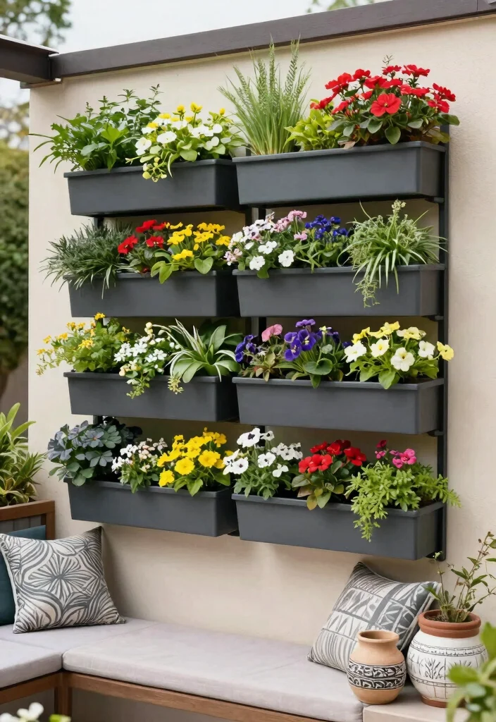 12 Cheap Patio Ideas on a Budget That Actually Look Expensive - 5. Vertical Garden Planters 1