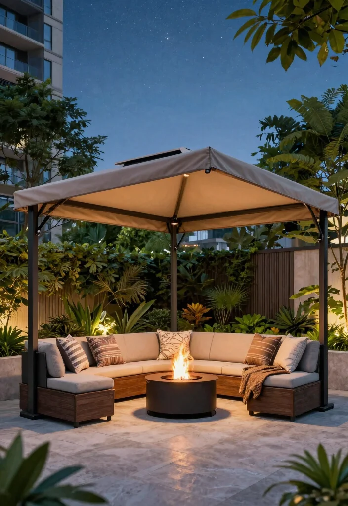 12 Fire Pit Canopy Ideas That Vent Smoke and Stay Safe - 3. Retractable Canopy 1