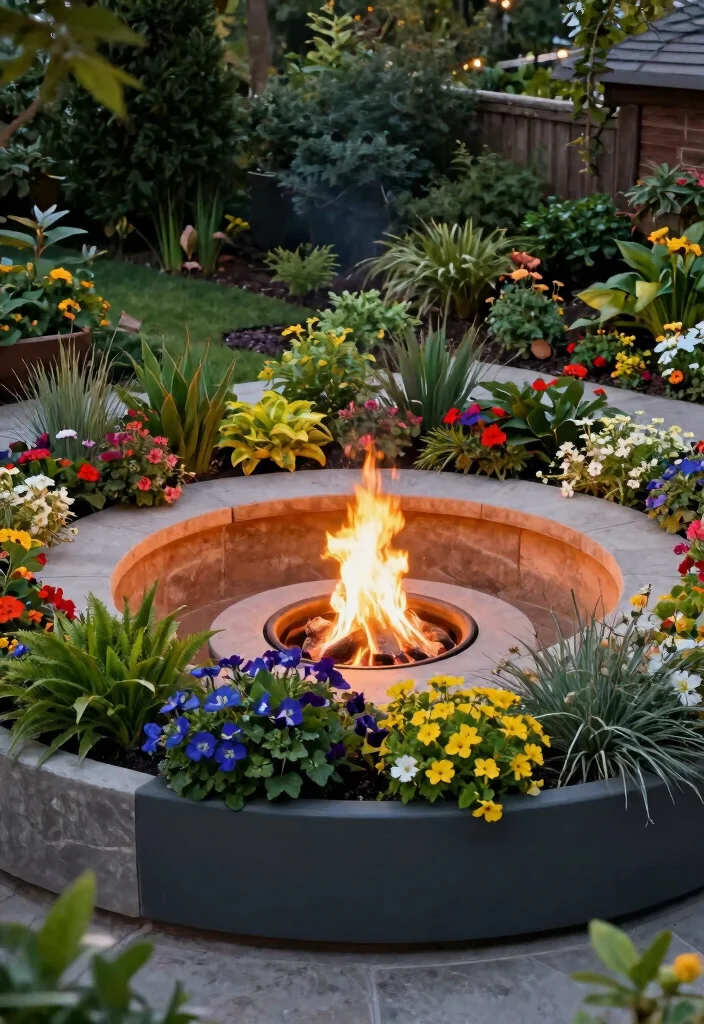 12 In Ground Fire Pit Ideas That Drain Fast After Rain - 12. Fire Pit with Integrated Planters 1