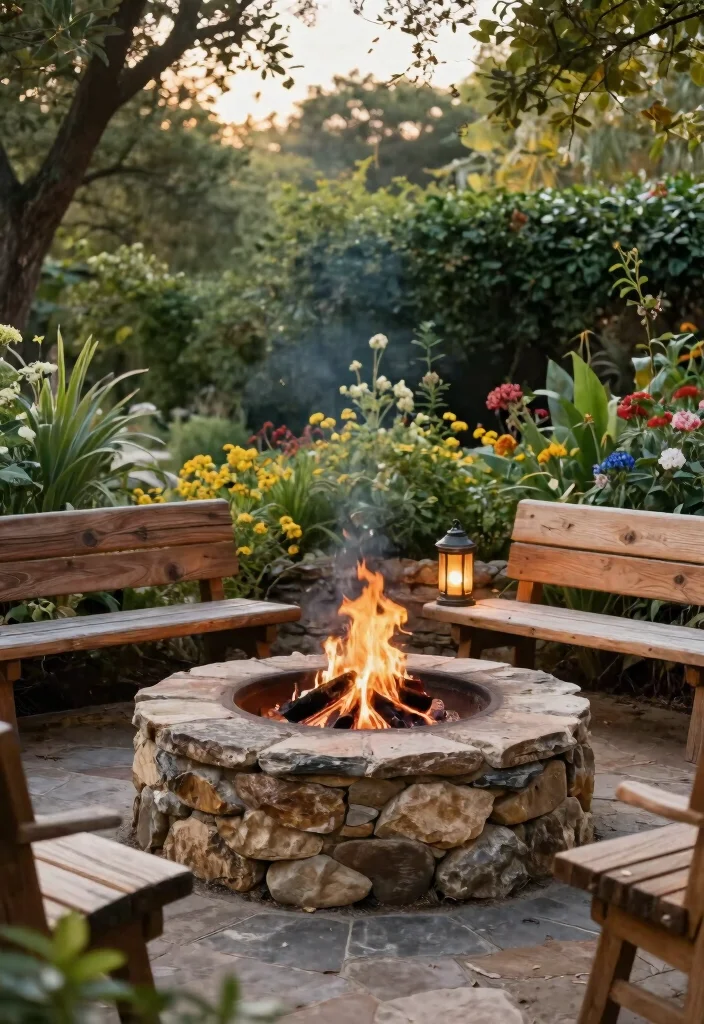 12 In Ground Fire Pit Ideas That Drain Fast After Rain - 2. Rustic Stone Fire Pit 1