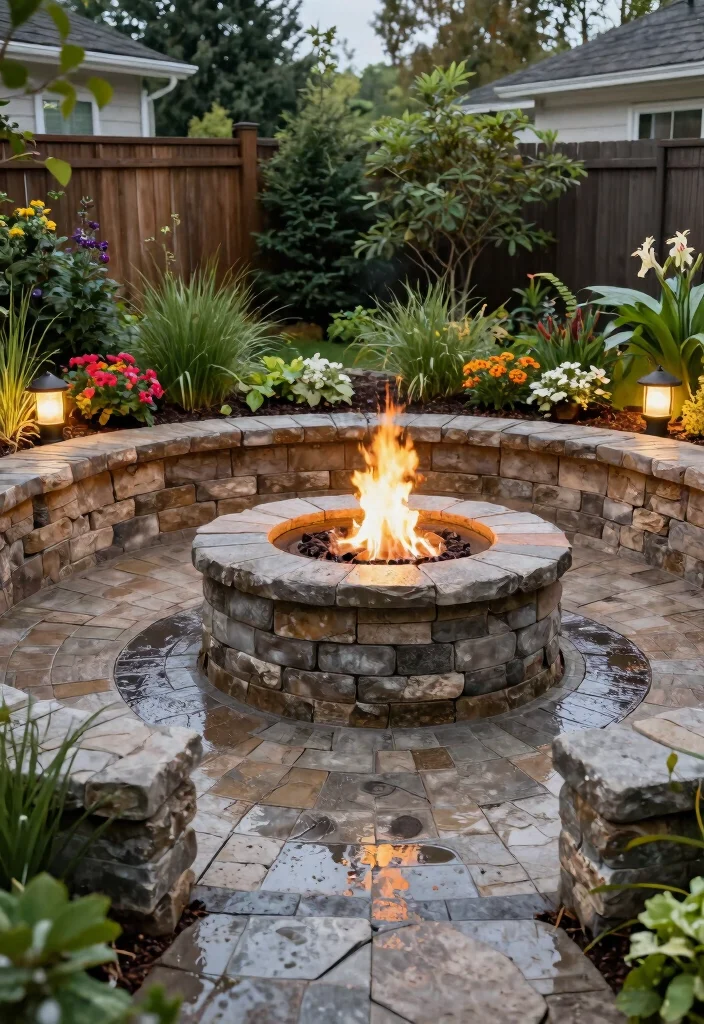 12 In Ground Fire Pit Ideas That Drain Fast After Rain - 6. Fire Pit with Permeable Pavers 1