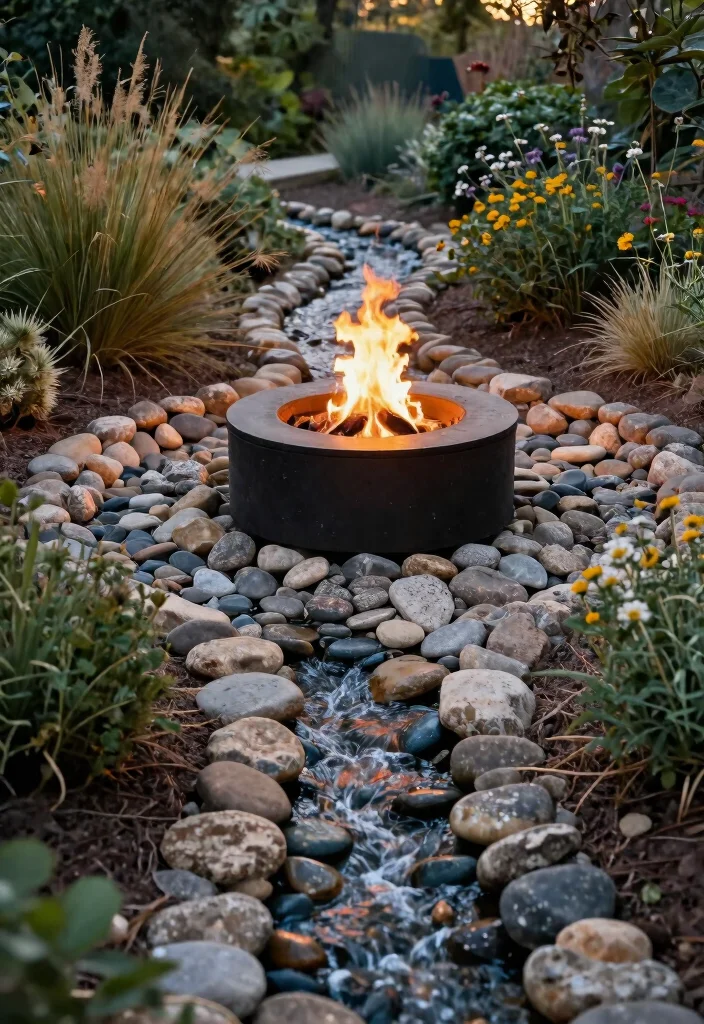 12 In Ground Fire Pit Ideas That Drain Fast After Rain - 7. Fire Pit with Dry Riverbed Drainage 1
