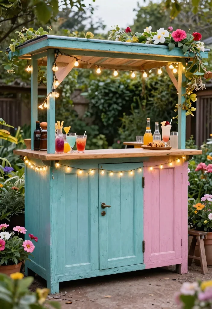 12 Outdoor Bar Counter Ideas That Don't Need a Full Build-Out - 10. Upcycled Door Bar 1