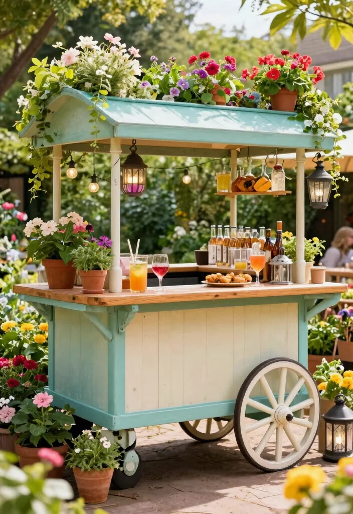 12 Outdoor Bar Counter Ideas That Don't Need a Full Build-Out - 6. Garden Cart Bar 1