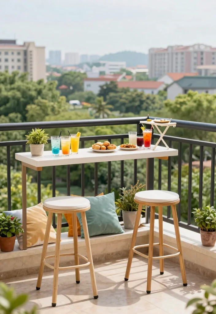 12 Outdoor Bar Counter Ideas That Don't Need a Full Build-Out - 9. Balcony Bar Setup 1