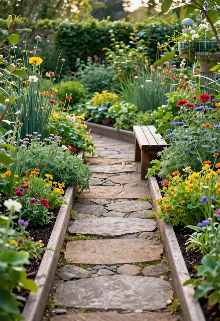 12 Outdoor Flooring Concepts That Drain Fast After Heavy Rain - 8. Raised Bed Garden Paths: A Unique Approach 1