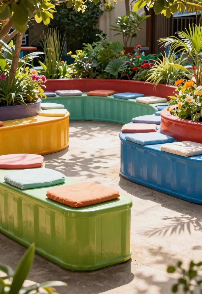 12 Outdoor Seating Space Ideas for Small Yards and Tight Budgets - 4. Recycled Containers as Seating 1