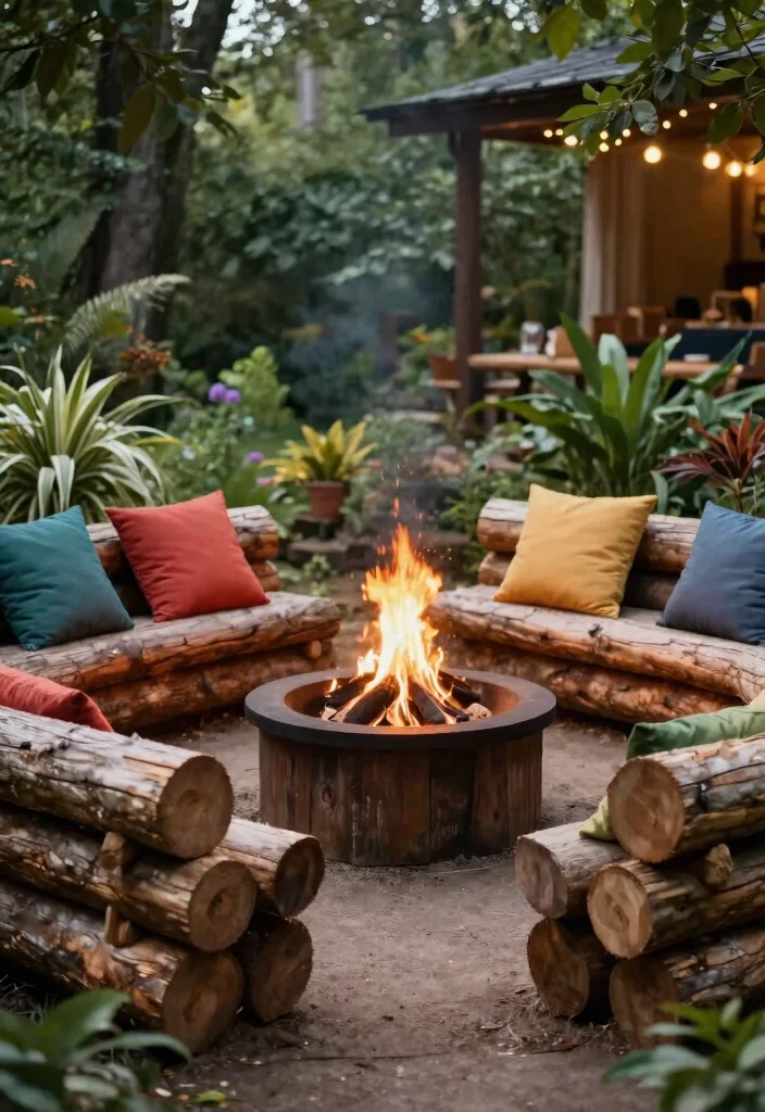 12 Outdoor Seating Space Ideas for Small Yards and Tight Budgets - 6. Rustic Log Seating 1