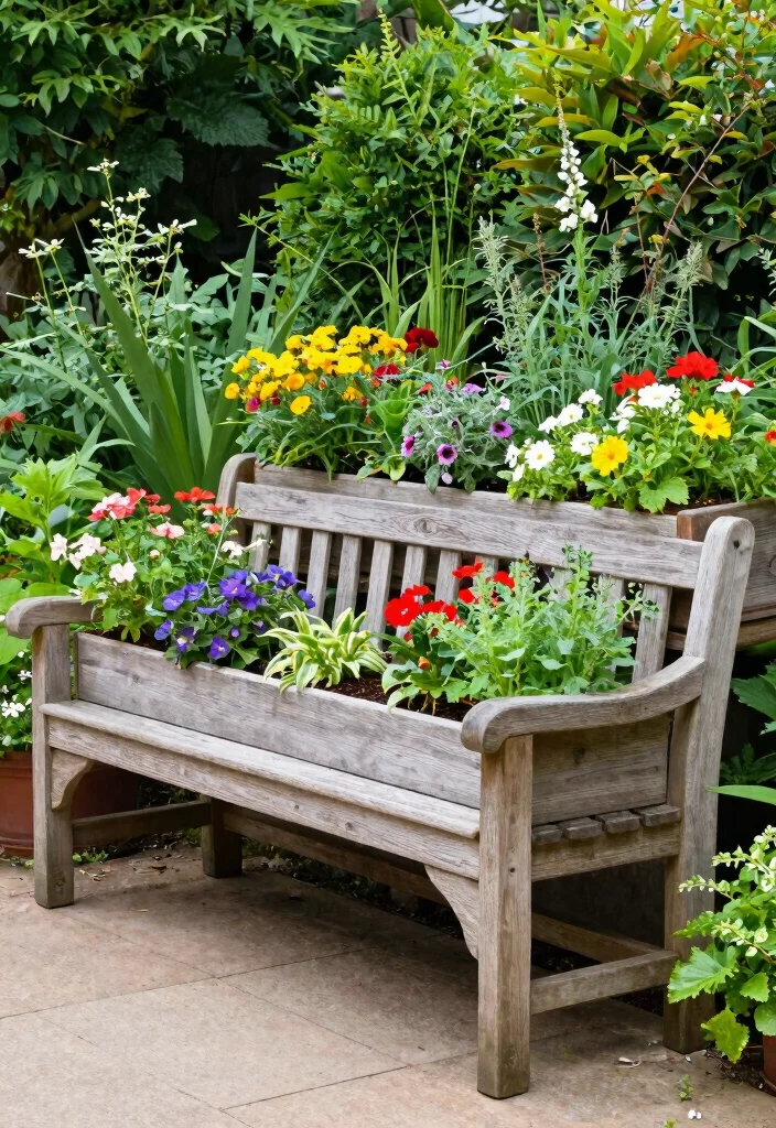 12 Outdoor Seating Space Ideas for Small Yards and Tight Budgets - 7. Garden Bench with Planter Boxes 1