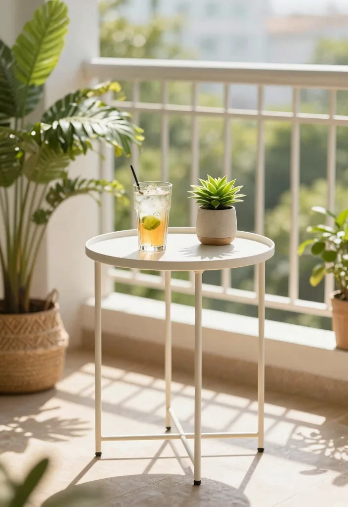 12 Small Patio Furniture Sets That Fit on Tiny Balconies - 10. Lightweight Side Table 1