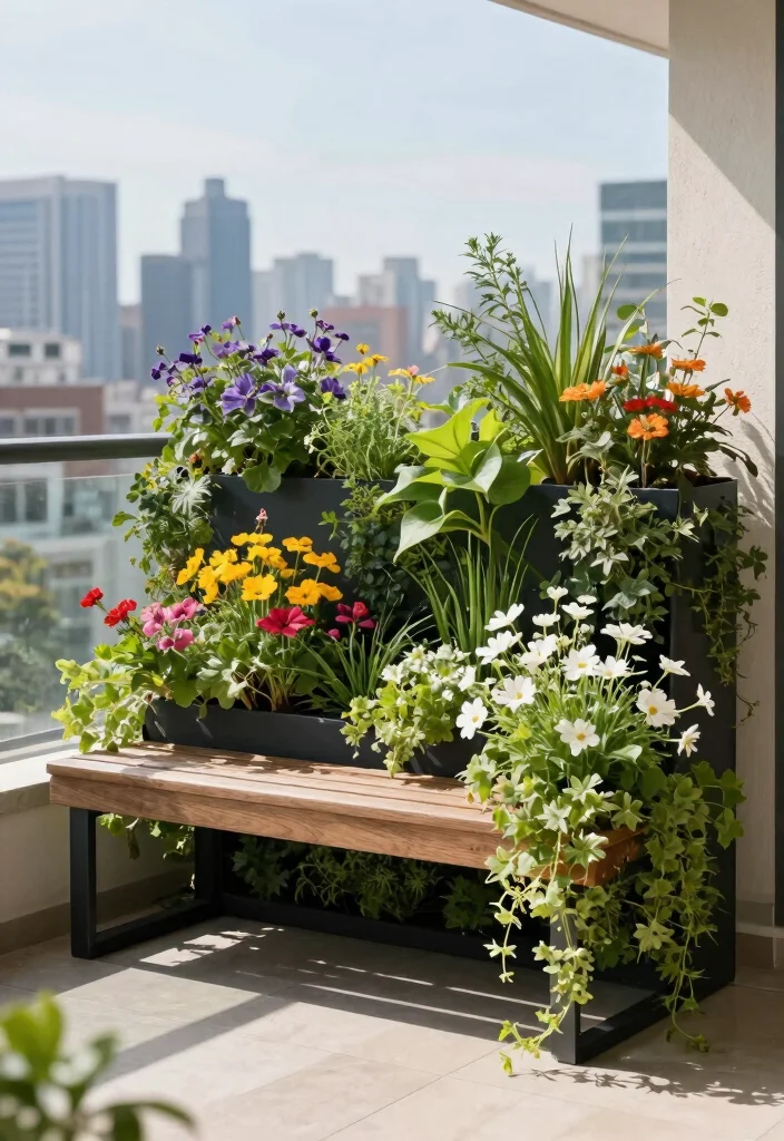 12 Small Patio Furniture Sets That Fit on Tiny Balconies - 4. Vertical Garden Furniture 1