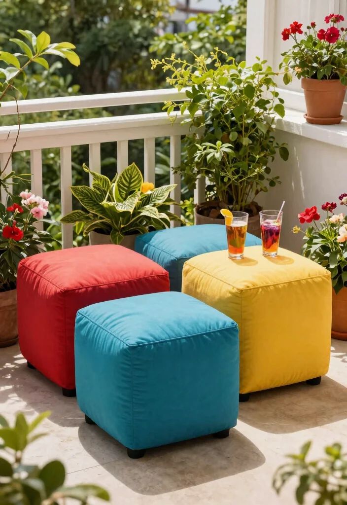 12 Small Patio Furniture Sets That Fit on Tiny Balconies - 6. Multi-Functional Ottomans 1