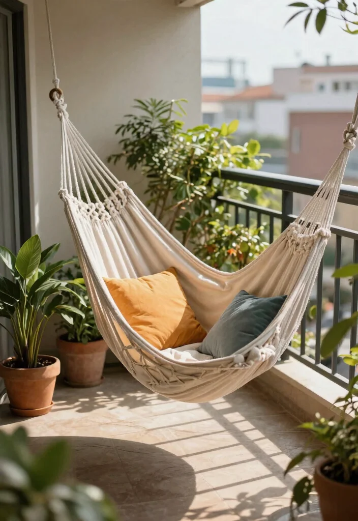 12 Small Patio Furniture Sets That Fit on Tiny Balconies - 9. Balcony Hammock Chair 1