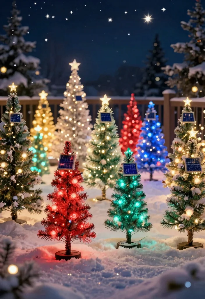 14 Christmas Fence Decorations Outdoor That Light Up Any Yard - 13. Solar Christmas Trees 1