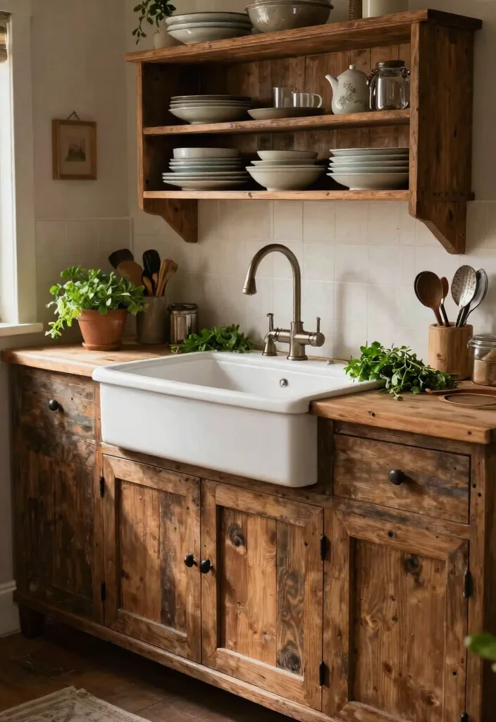 14 Farmhouse Sink Ideas That Fit Standard Cabinets - 10. Rustic Farmhouse Sink with Wood Accents 1