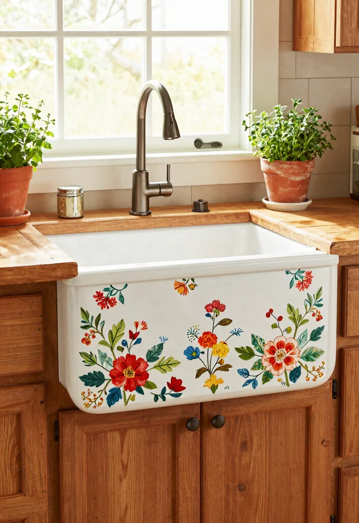 14 Farmhouse Sink Ideas That Fit Standard Cabinets - 13. Farmhouse Sink with Patterned Apron 1
