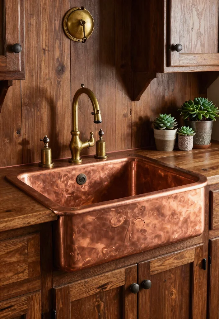 14 Farmhouse Sink Ideas That Fit Standard Cabinets - 4. Vintage Copper Sink 1