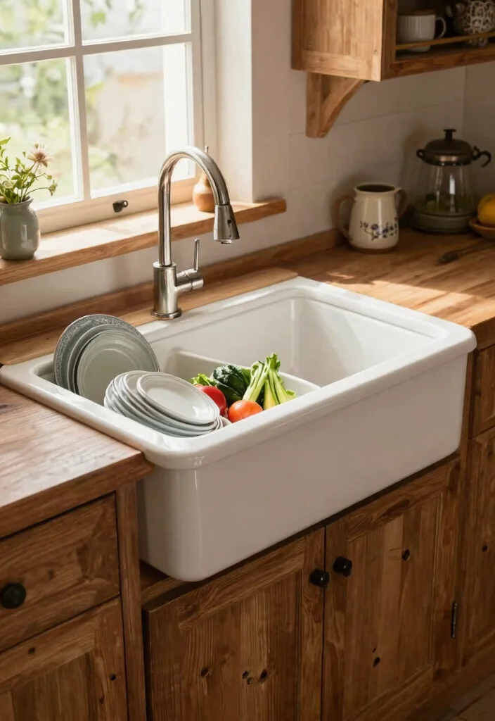 14 Farmhouse Sink Ideas That Fit Standard Cabinets - 6. Farmhouse Sink with a Built-In Drainboard 1