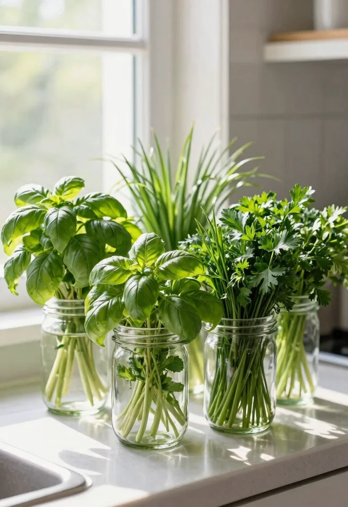 14 Herb Container Garden Ideas for Small Spaces and Tight Budgets - 11. Indoor Herb Jars 1
