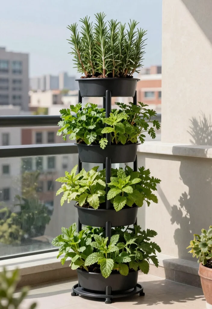 14 Herb Container Garden Ideas for Small Spaces and Tight Budgets - 5. Stackable Plant Towers 1
