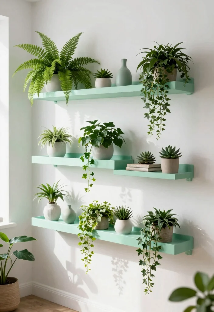 14 Indoor Plant Stand Ideas That Fit in Small Apartments - 1. Wall-Mounted Plant Shelves 1