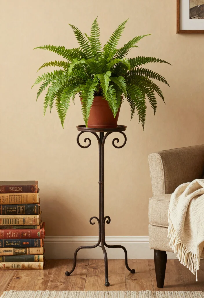 14 Indoor Plant Stand Ideas That Fit in Small Apartments - 10. Vintage Plant Stands 1