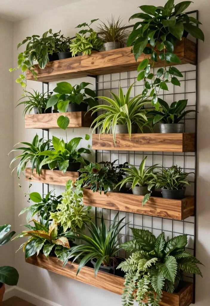 14 Indoor Plant Stand Ideas That Fit in Small Apartments - 13. Indoor Plant Wall 1