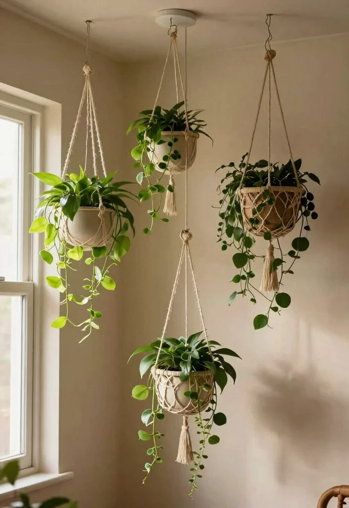 14 Indoor Plant Stand Ideas That Fit in Small Apartments - 8. Hanging Planters 1