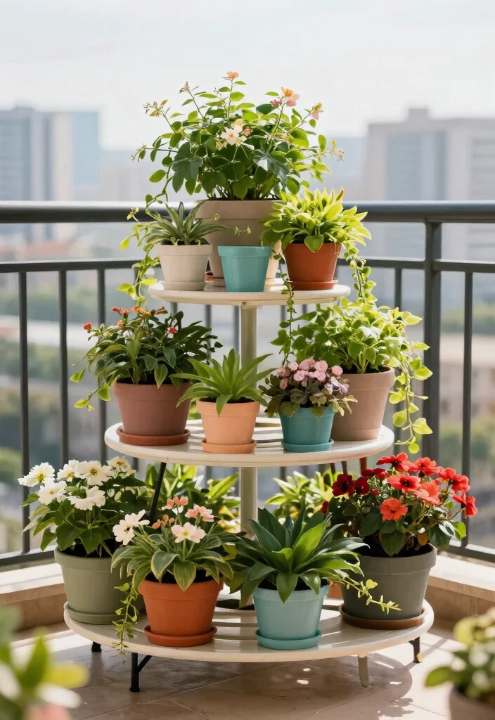 14 Long Planter Ideas for Narrow Balconies and Tight Spaces - 10. Multi-Tier Plant Stands 1
