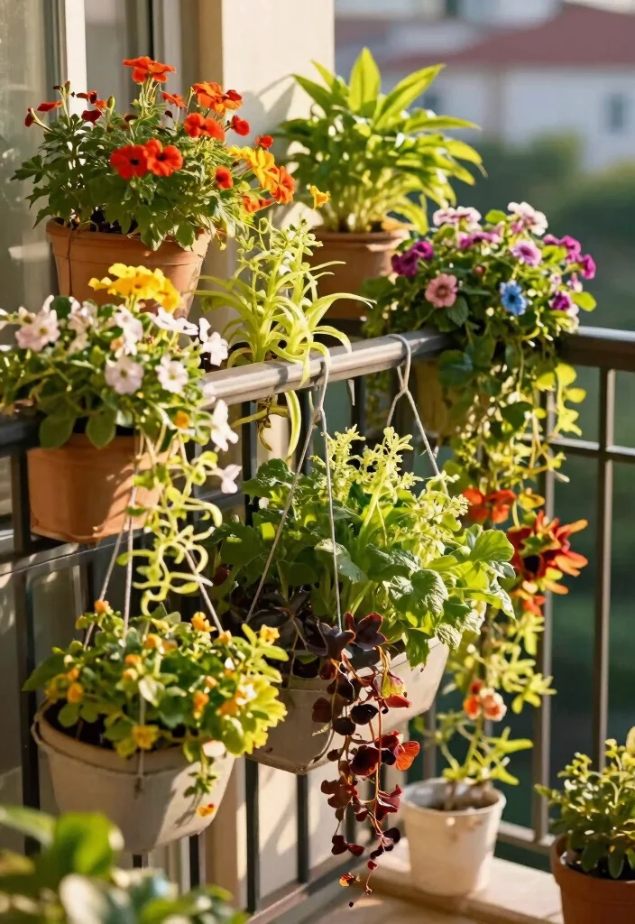 14 Long Planter Ideas for Narrow Balconies and Tight Spaces - 11. Hanging Rail Gardens 1
