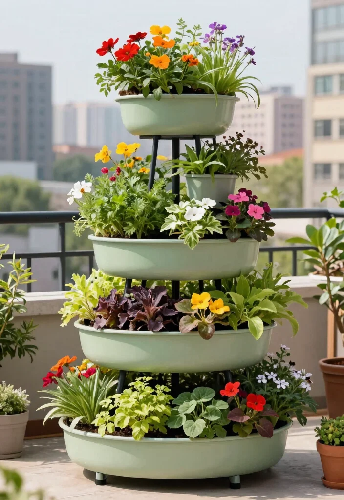 14 Long Planter Ideas for Narrow Balconies and Tight Spaces - 3. Stackable Planter Towers 1