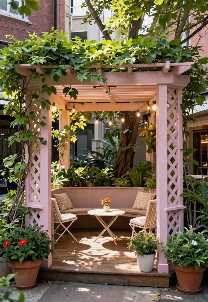 14 Patio Pergola Ideas That Provide Shade Without Full Coverage - 1. Lattice-Like Pergola for Partial Shade 1