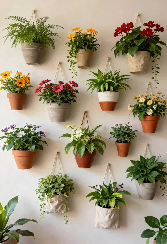 14 Plant Stand Decor Ideas That Work in Small Spaces - 10. Hanging Wall Planters 1