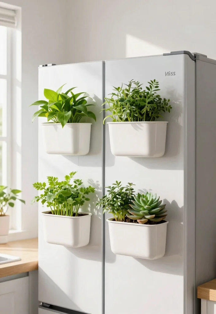 14 Plant Stand Decor Ideas That Work in Small Spaces - 13. Customizable Magnetic Planters 1