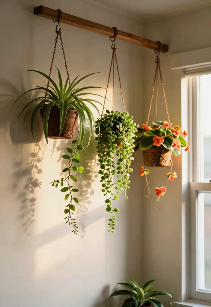 14 Plant Stand Decor Ideas That Work in Small Spaces - 4. Hanging Planters 1