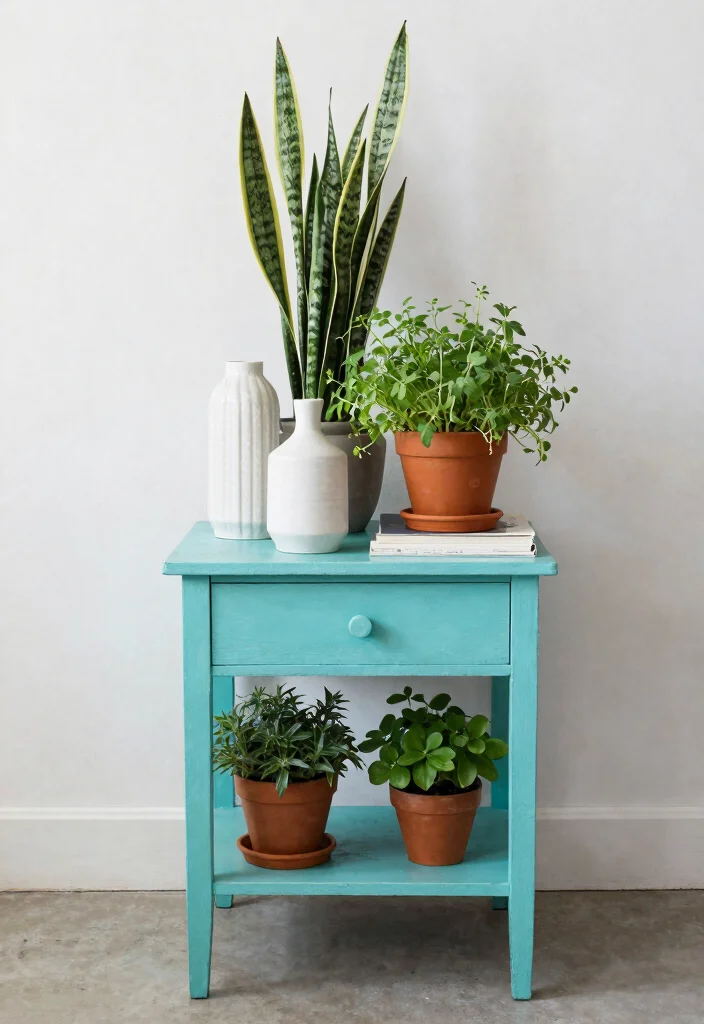 14 Plant Stand Decor Ideas That Work in Small Spaces - 9. Repurposed Furniture Plant Stand 1