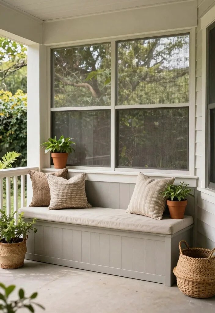 14 Screened In Porch Furniture Ideas That Handle Humidity Without Mildew - 10. Stylish Storage Solutions 1