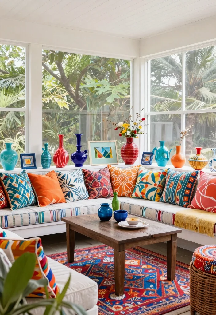 14 Screened In Porch Furniture Ideas That Handle Humidity Without Mildew - 14. Colorful Decor Accents 1