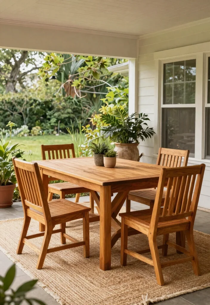 14 Screened In Porch Furniture Ideas That Handle Humidity Without Mildew - 2. Teak Wood Furniture 1