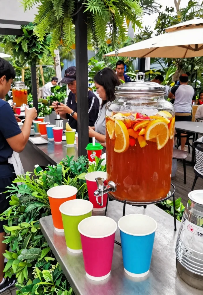 14 Terrace Party Decoration Ideas on a Budget That Look Expensive - 13. Festive Drink Station for Easy Access 1