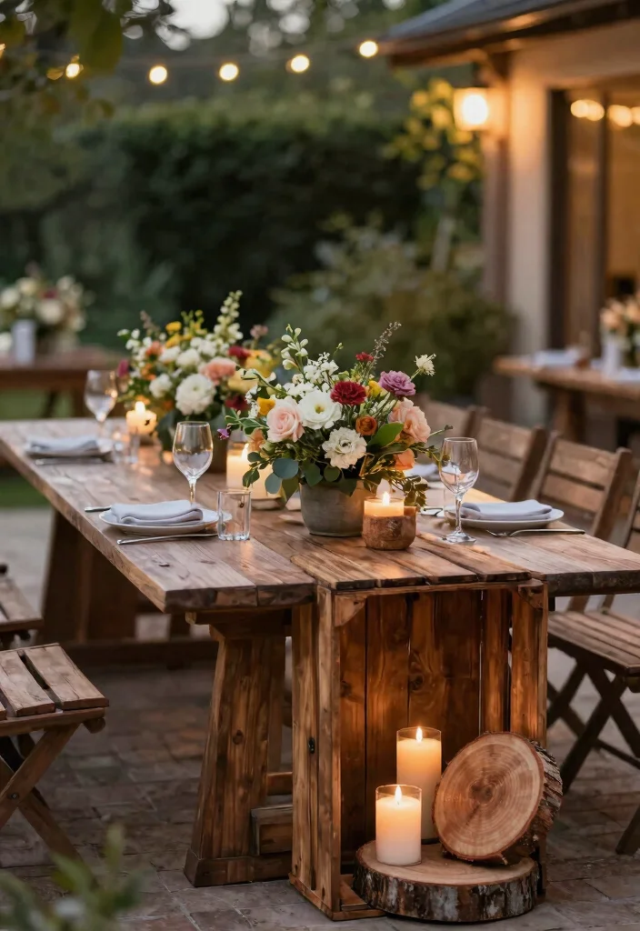 14 Terrace Party Decoration Ideas on a Budget That Look Expensive - 6. Rustic Centerpieces for a Natural Feel 1
