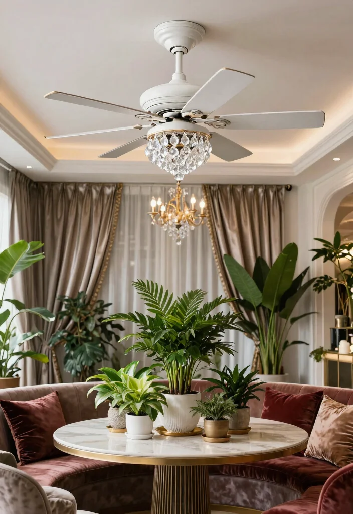 14 White Ceiling Fan Concepts That Don't Look Builder-Grade - 11. Luxe Glamour 1