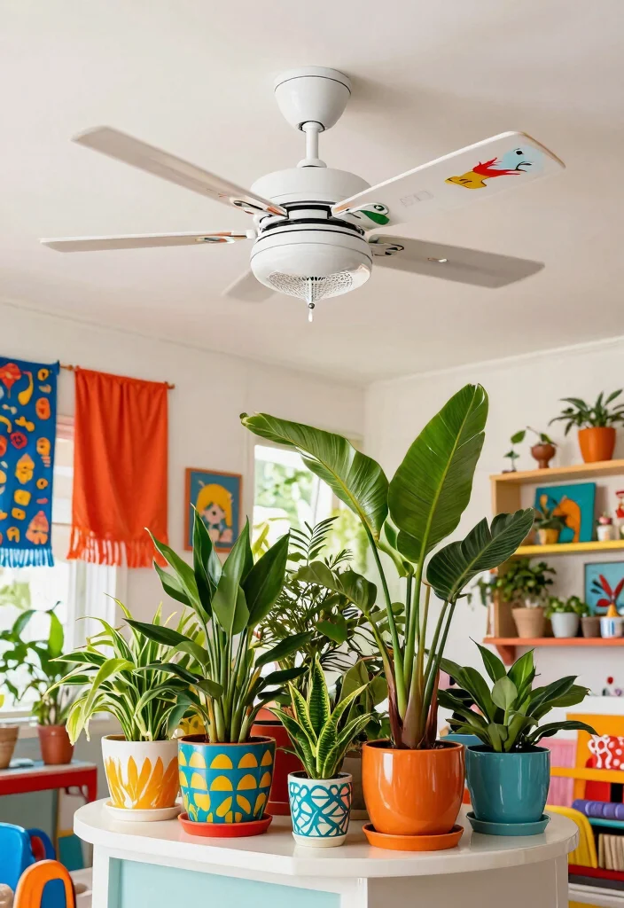14 White Ceiling Fan Concepts That Don't Look Builder-Grade - 13. Retro Playfulness 1
