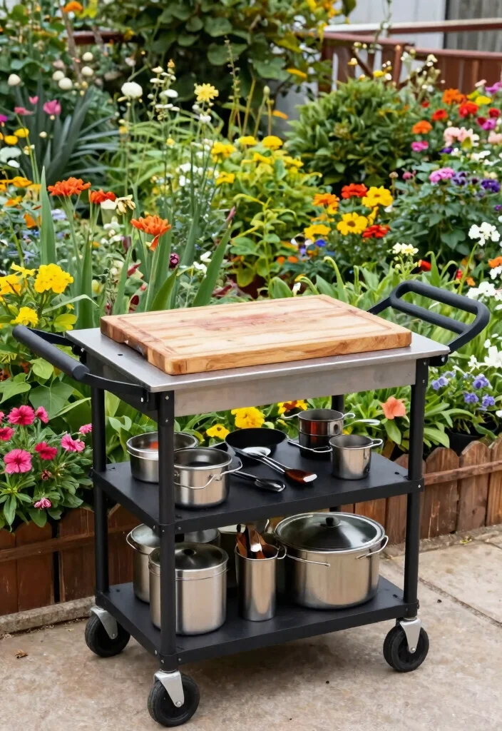 15 Backyard Kitchen Ideas on a Budget Without a Full Build-Out - 10. Outdoor Cooking Cart 1