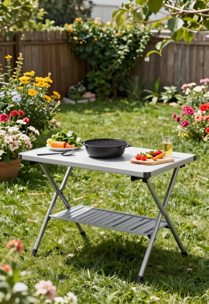 15 Backyard Kitchen Ideas on a Budget Without a Full Build-Out - 14. Foldable Outdoor Kitchen Table 1